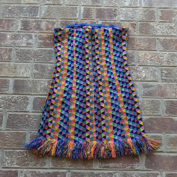House of Harlow 1960Revolve Multicolor Geometric Woven Tapestry Strapless Dress - Picture 4 of 8